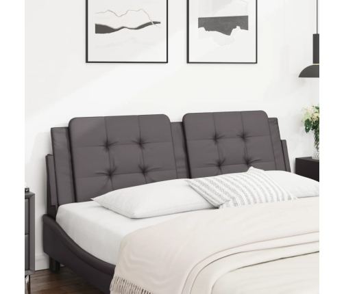 Cabecero de cama acolchado cuero sintético gris 160 cm