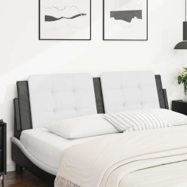 Cabecero de cama acolchado cuero sintético blanco negro 160 cm