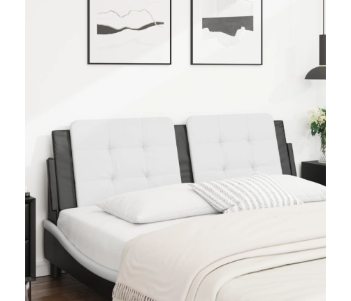 vidaXL Cabecero de cama acolchado cuero sintético blanco negro 160 cm