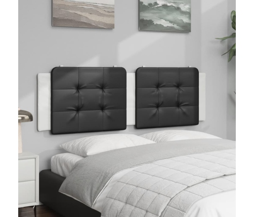 Cabecero de cama acolchado cuero sintético negro blanco 160 cm