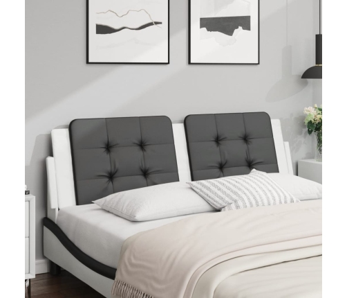 Cabecero de cama acolchado cuero sintético negro blanco 160 cm