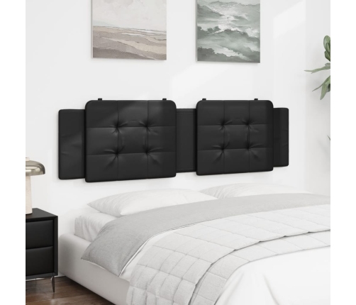 vidaXL Cabecero de cama acolchado cuero sintético negro 180 cm