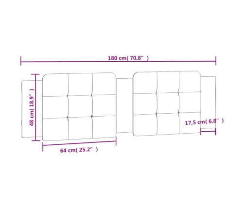 vidaXL Cabecero de cama acolchado cuero sintético negro 180 cm