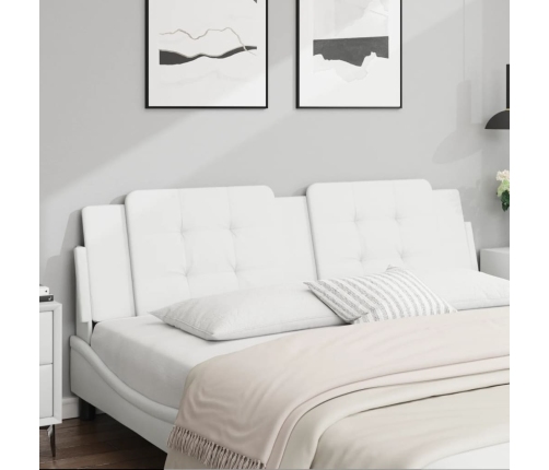 Cabecero de cama acolchado cuero sintético blanco 180 cm