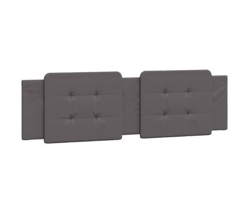 Cabecero de cama acolchado cuero sintético gris 180 cm