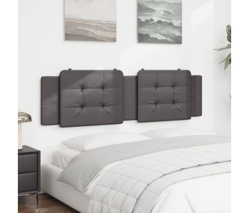 Cabecero de cama acolchado cuero sintético gris 180 cm