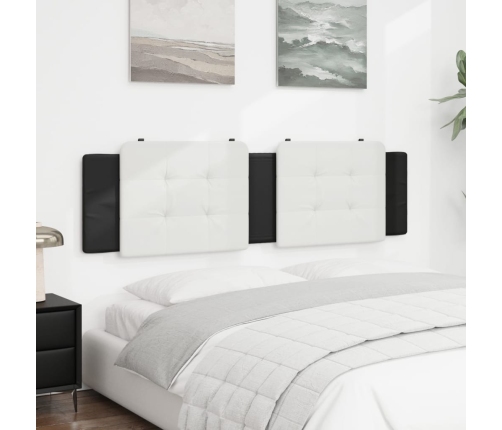 Cabecero de cama acolchado cuero sintético blanco negro 180 cm