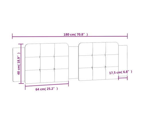 Cabecero de cama acolchado cuero sintético blanco negro 180 cm