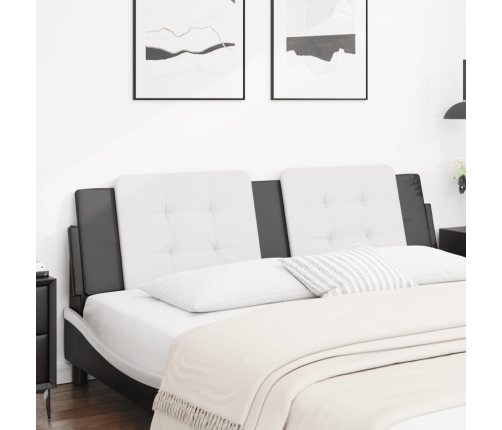 Cabecero de cama acolchado cuero sintético blanco negro 180 cm