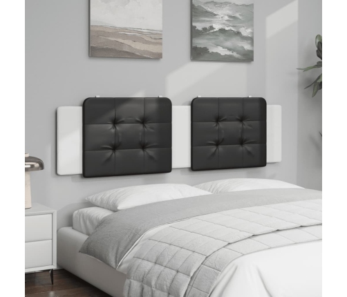 Cabecero de cama acolchado cuero sintético negro blanco 180 cm