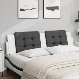 Cabecero de cama acolchado cuero sintético negro blanco 180 cm