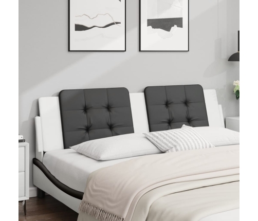 Cabecero de cama acolchado cuero sintético negro blanco 180 cm