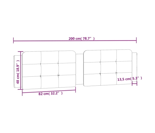 Cabecero de cama acolchado cuero sintético negro 200 cm