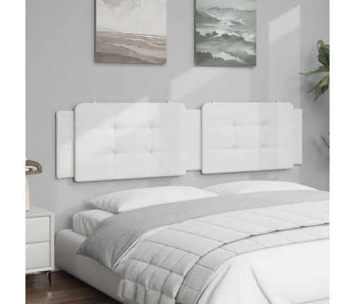 Cabecero de cama acolchado cuero sintético blanco 200 cm