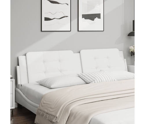 Cabecero de cama acolchado cuero sintético blanco 200 cm