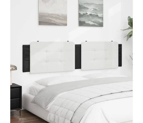 Cabecero de cama acolchado cuero sintético blanco negro 200 cm