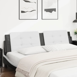 Cabecero de cama acolchado cuero sintético blanco negro 200 cm