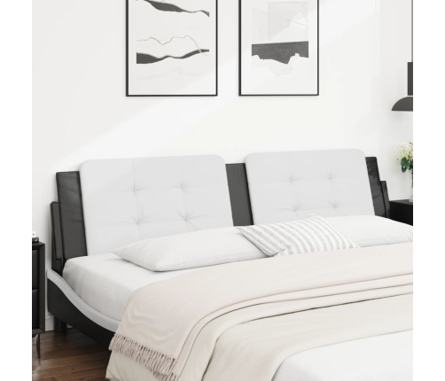 Cabecero de cama acolchado cuero sintético blanco negro 200 cm