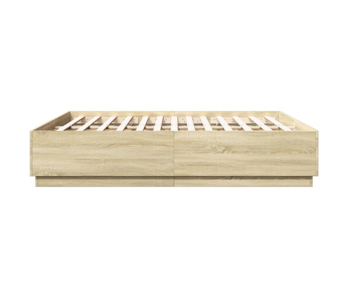 Estructura de cama con luces LED madera roble Sonoma 200x200 cm