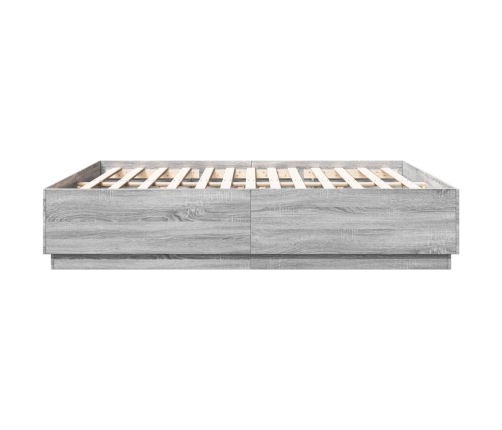 Estructura de cama con luces LED madera gris Sonoma 200x200 cm