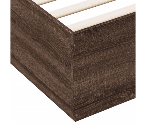 vidaXL Estructura de cama con luces LED madera roble marrón 200x200 cm