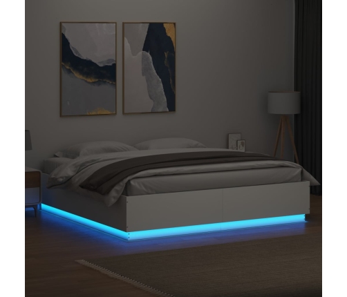 Estructura de cama con LED sin colchón blanco 180x200 cm