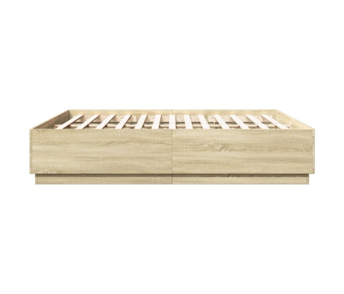 Estructura cama con luces LED madera roble Sonoma 180x200 cm