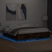 vidaXL Estructura cama con luces LED madera roble ahumado 180x200 cm