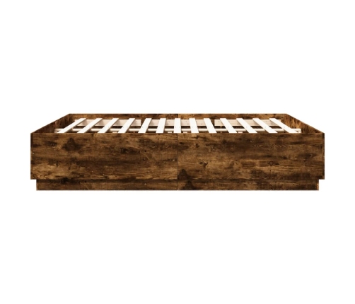 vidaXL Estructura cama con luces LED madera roble ahumado 180x200 cm