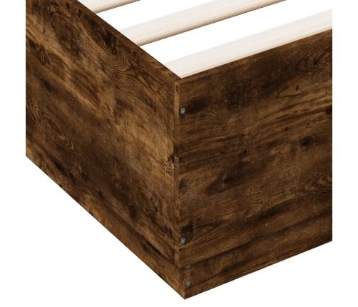 vidaXL Estructura cama con luces LED madera roble ahumado 180x200 cm