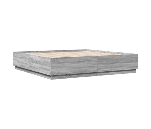 Estructura cama con luces LED madera gris Sonoma 180x200 cm