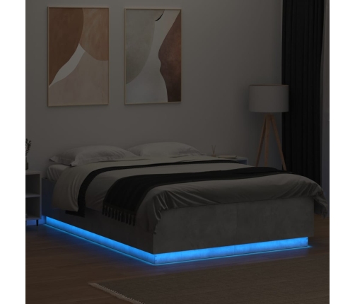 Estructura cama con luces LED madera gris hormigón 160x200 cm