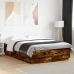 Estructura cama con luces LED madera roble ahumado 160x200 cm