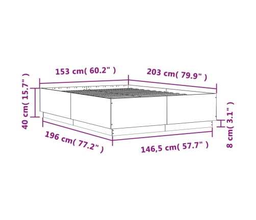 Estructura cama con luces LED madera marrón roble 150x200 cm