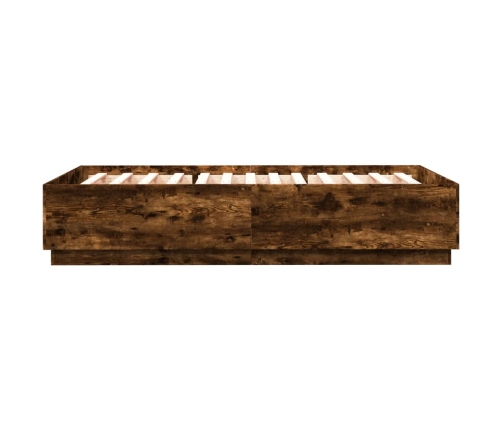 Estructura cama con luces LED madera roble ahumado 140x200 cm