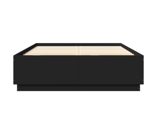 vidaXL Estructura cama con luces LED madera ingeniería negro 120x200cm