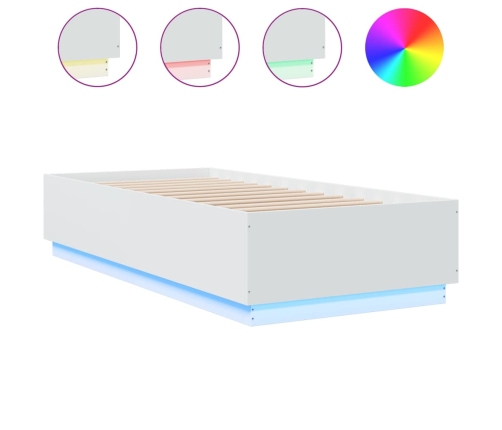 vidaXL Estructura de cama con LED madera ingeniería blanco 100x200 cm