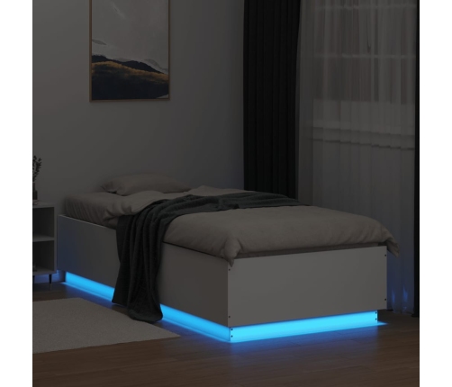 vidaXL Estructura de cama con LED madera ingeniería blanco 100x200 cm