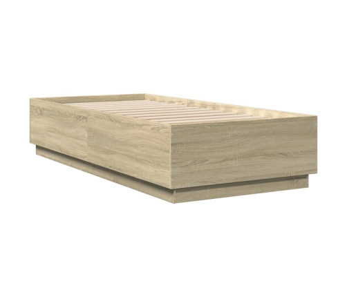 vidaXL Estructura cama con luces LED madera roble Sonoma 100x200 cm