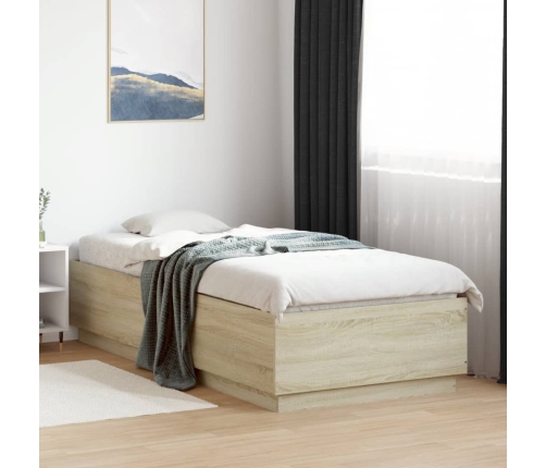 vidaXL Estructura cama con luces LED madera roble Sonoma 100x200 cm