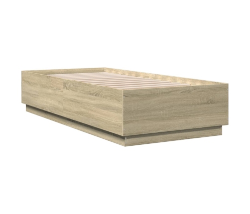 vidaXL Estructura cama con luces LED madera roble Sonoma 100x200 cm