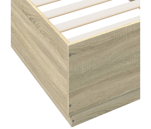 vidaXL Estructura cama con luces LED madera roble Sonoma 100x200 cm