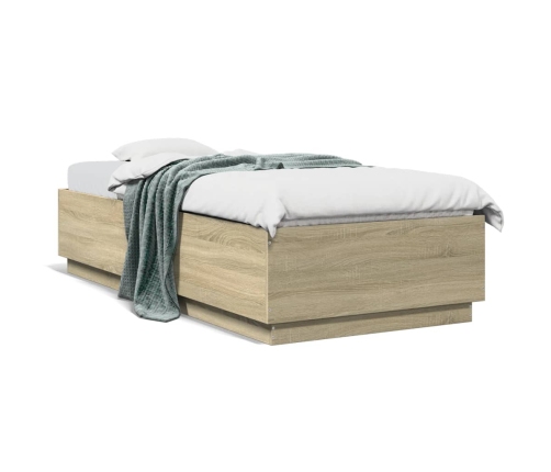 vidaXL Estructura cama con luces LED madera roble Sonoma 100x200 cm