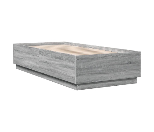 Estructura cama con luces LED madera gris Sonoma 100x200 cm