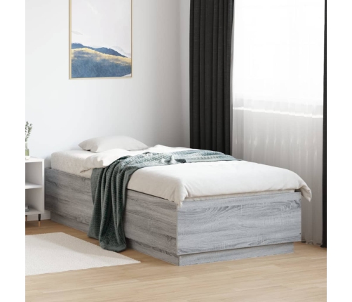 Estructura cama con luces LED madera gris Sonoma 100x200 cm