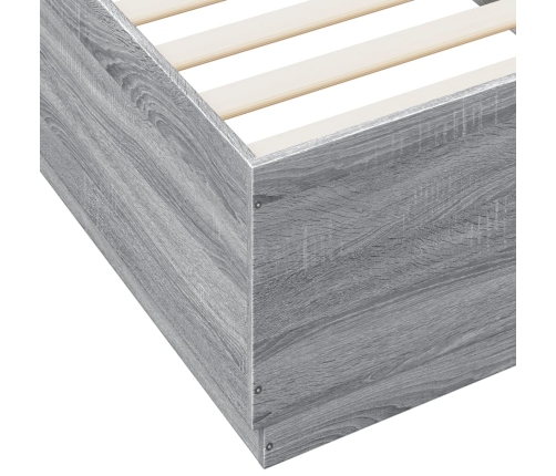 Estructura cama con luces LED madera gris Sonoma 100x200 cm