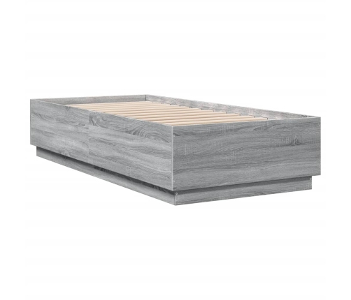 Estructura de cama con luces LED madera gris Sonoma 90x200 cm