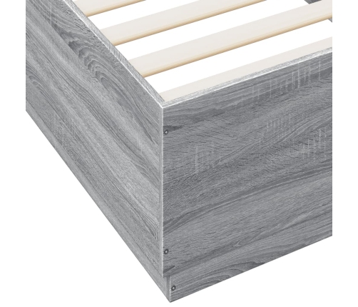 Estructura de cama con luces LED madera gris Sonoma 90x200 cm