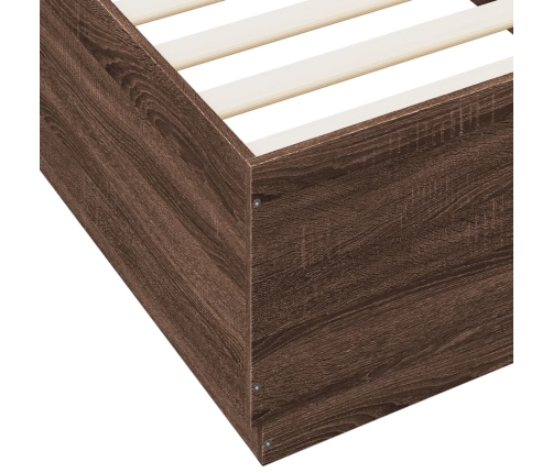 vidaXL Estructura de cama con luces LED madera roble marrón 90x200 cm