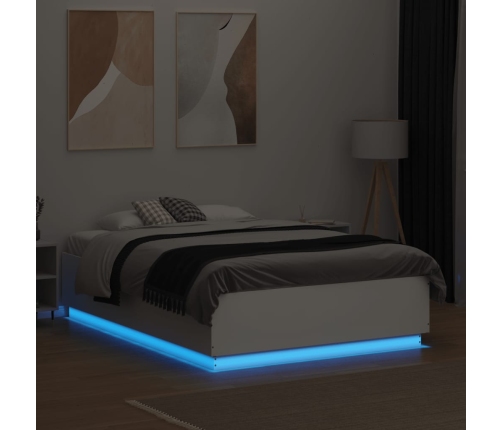 Estructura de cama con LED madera ingeniería blanco 140x190 cm